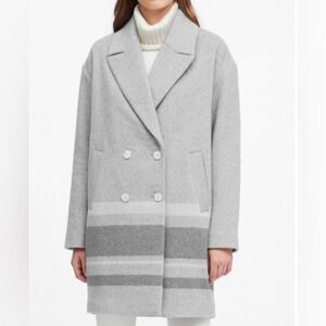 Banana republic double faced cocoon coat in heather gray stripe size L